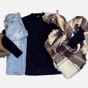 Large cozy plaid blanket scarf